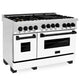 ZLINE 48" Autograph Gas Range, White Door, Black accent, RGZ-WM-48-MB