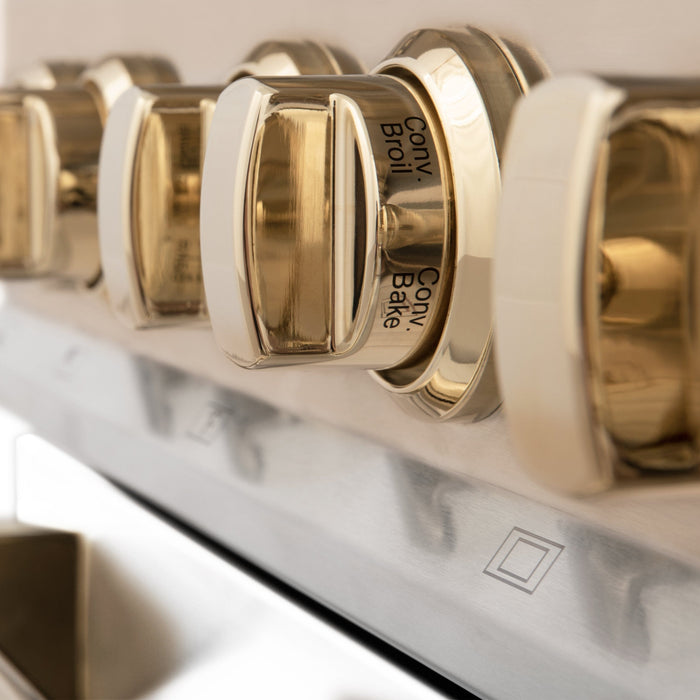 ZLINE 48" Autograph, Gas Range, White Door, Gold Accents, RGZ-WM-48-G - Farmhouse Kitchen and Bath