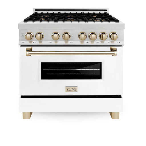 ZLINE 36" Autograph Edition Dual Fuel Range, White Door, RAZ-WM-36 - Farmhouse Kitchen and Bath