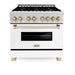 ZLINE 36" Autograph Edition Dual Fuel Range, White Door, RAZ-WM-36 - Farmhouse Kitchen and Bath