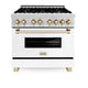 ZLINE 36" Autograph Edition Dual Fuel Range, White Door, RAZ-WM-36