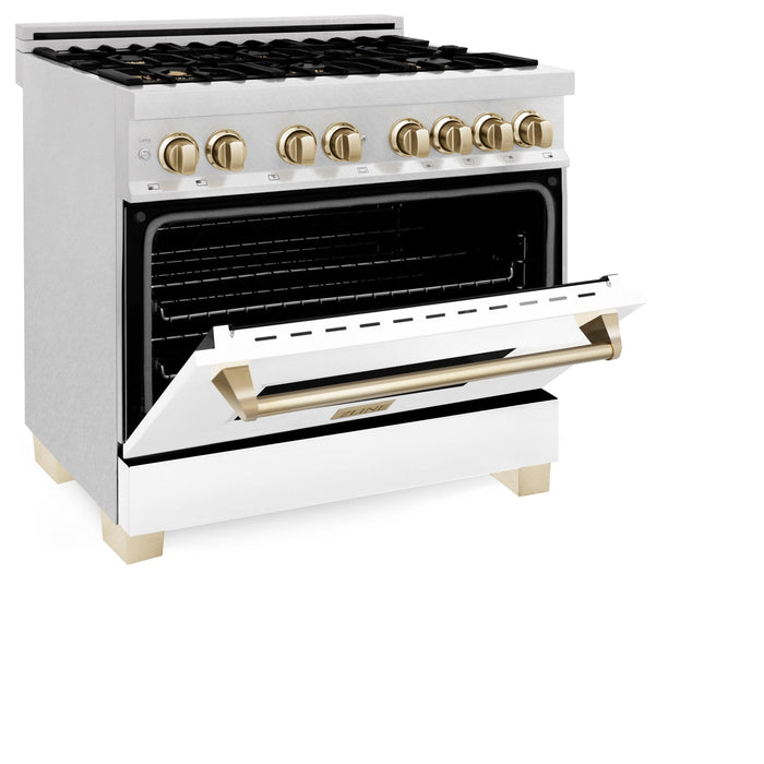 ZLINE 36" Autograph Edition Dual Fuel Range, White Door, RAZ-WM-36 - Farmhouse Kitchen and Bath