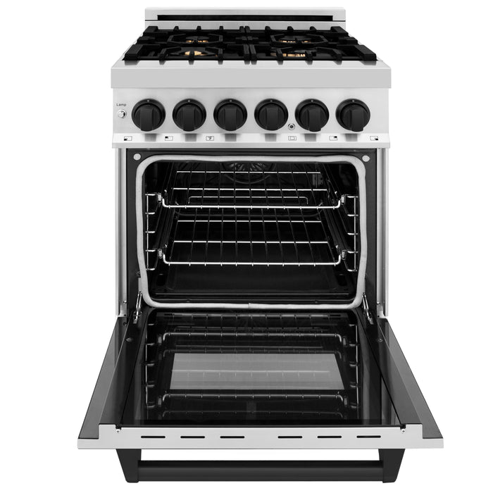 DISCONTINUED-ZLINE 24" Autograph Dual Fuel Range, Stainless, Black accents, RAZ-24-MB - Farmhouse Kitchen and Bath