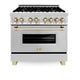 ZLINE Autograph Edition 36" 4.6 cu. ft. Dual Fuel Range with Gas Stove and Electric Oven in Stainless Steel with Accents RAZ-36-G