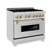 ZLINE Autograph Edition 36" 4.6 cu. ft. Dual Fuel Range with Gas Stove and Electric Oven in Stainless Steel with Accents RAZ-36-G - Farmhouse Kitchen and Bath