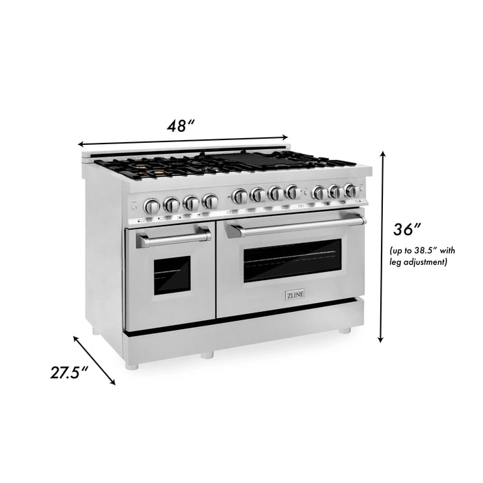 ZLINE 48" Range with Gas Stove and Gas Oven, Stainless Steel, RG-BR-48 - Farmhouse Kitchen and Bath