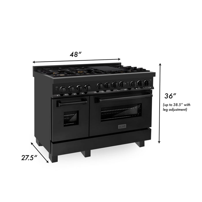 ZLINE 48" Range with Gas Stove and Gas Oven, Stainless Steel, RGB-48 - Farmhouse Kitchen and Bath