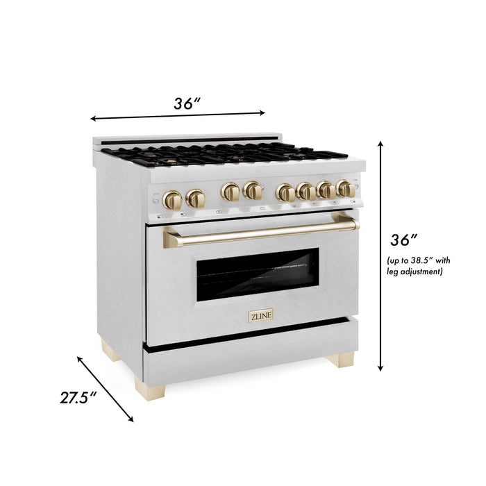 ZLINE 36" Autograph Edition Gas Range, Gold Accents, RGZ-36-G - Farmhouse Kitchen and Bath