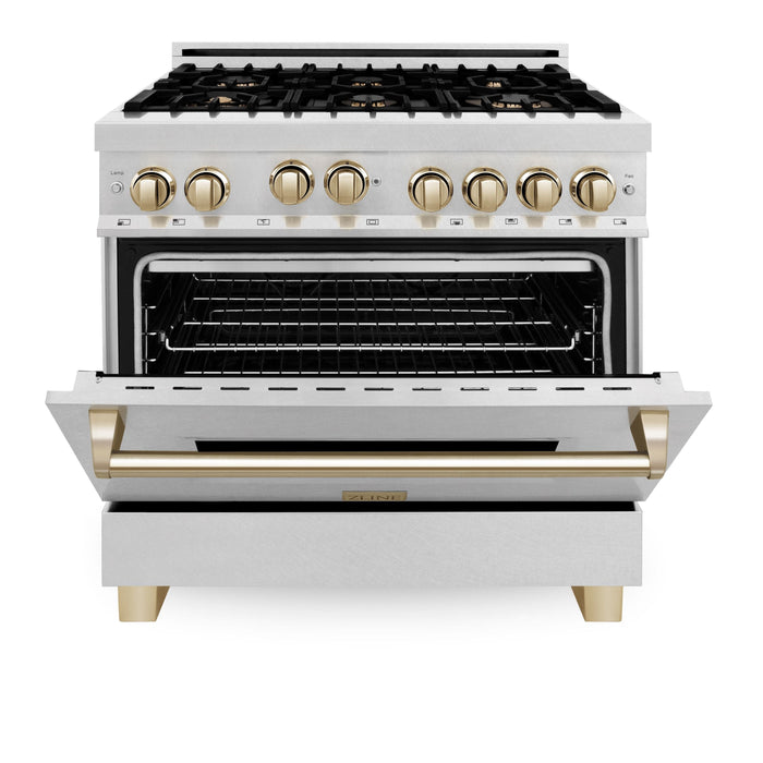 ZLINE 36" Autograph Edition Gas Range, Gold Accents, RGZ-36-G - Farmhouse Kitchen and Bath