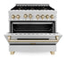 ZLINE 36" Autograph Edition Gas Range, Gas Oven DuraSnow, RGSZ-SN-36-G - Farmhouse Kitchen and Bath