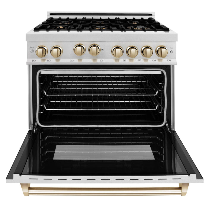 ZLINE 36" Autograph Edition Gas Range, Gas Oven DuraSnow, RGSZ-SN-36-G - Farmhouse Kitchen and Bath