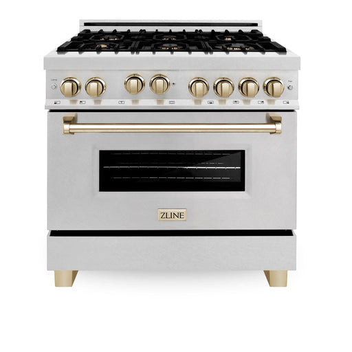ZLINE 36" Autograph Edition Gas Range, Gold Accents, RGZ-36-G - Farmhouse Kitchen and Bath