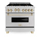 ZLINE 36" Autograph Edition Gas Range, Gas Oven DuraSnow, RGSZ-SN-36-G