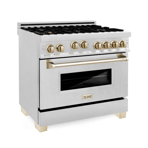 ZLINE 36" Autograph Edition Gas Range, Gold Accents, RGZ-36-G - Farmhouse Kitchen and Bath