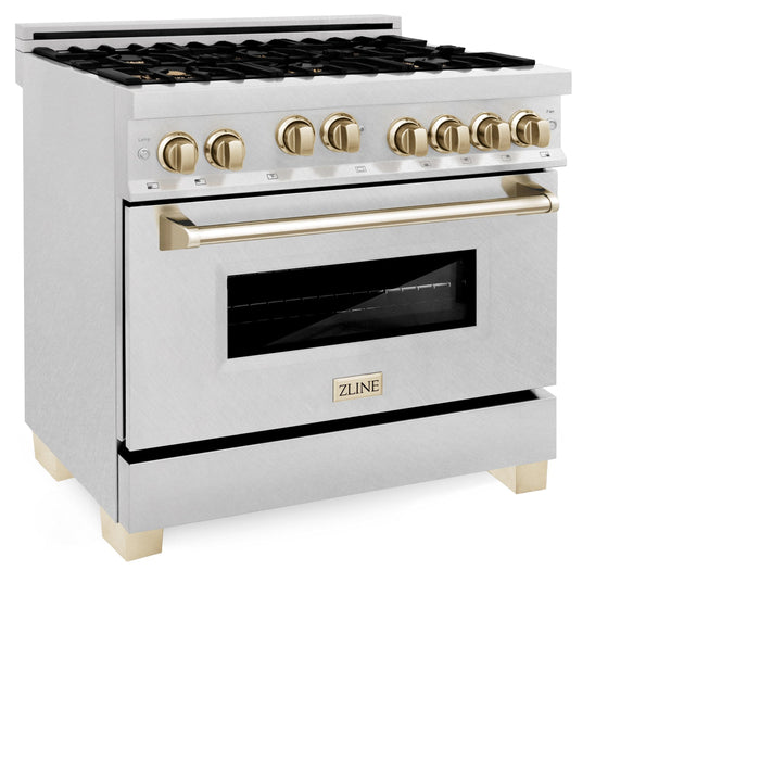 ZLINE 36" Autograph Edition Gas Range, Gas Oven DuraSnow, RGSZ-SN-36-G - Farmhouse Kitchen and Bath