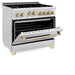 ZLINE 36" Autograph Edition Gas Range, Gas Oven DuraSnow, RGSZ-SN-36-G - Farmhouse Kitchen and Bath