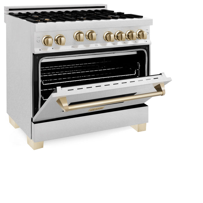 ZLINE 36" Autograph Edition Gas Range, Gold Accents, RGZ-36-G - Farmhouse Kitchen and Bath