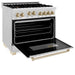 ZLINE 36" Autograph Edition Gas Range, Gas Oven DuraSnow, RGSZ-SN-36-G - Farmhouse Kitchen and Bath