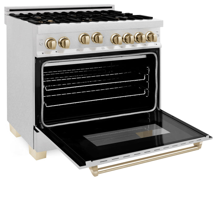 ZLINE 36" Autograph Edition Gas Range, Gold Accents, RGZ-36-G - Farmhouse Kitchen and Bath