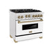 ZLINE 36" Autograph Gas Range, DuraSnow, White Door, RGSZ-WM-36-CB - Farmhouse Kitchen and Bath