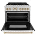 ZLINE 36" Autograph Gas Range, DuraSnow, White Door, Gold RGSZ-WM-36-G - Farmhouse Kitchen and Bath