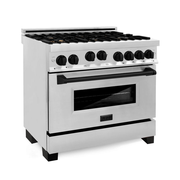 ZLINE 36" Autograph Edition, Gas Range, Gas Oven, RGZ-36-MB - Farmhouse Kitchen and Bath
