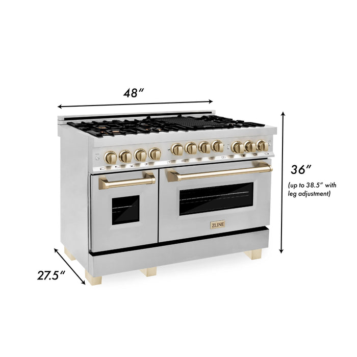 ZLINE 48" Autograph Edition Stainless Gas Range, RGZ-48 - Farmhouse Kitchen and Bath