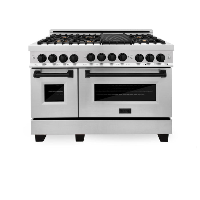 ZLINE 48" Autograph Edition, Gas Range, Black Accents, RGZ-48-MB - Farmhouse Kitchen and Bath