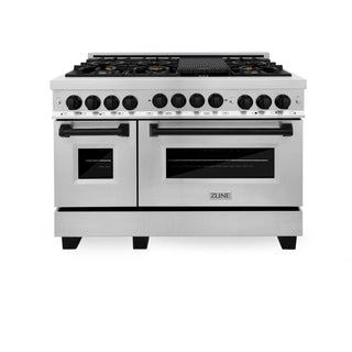 ZLINE 48" Autograph Gas Range, DuraSnow, Stainless  RGSZ-SN-48-MB