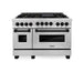 ZLINE 48" Autograph Gas Range, DuraSnow, Stainless  RGSZ-SN-48-MB - Farmhouse Kitchen and Bath