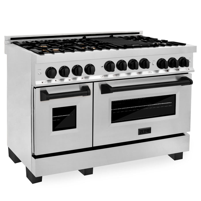 ZLINE 48" Autograph Edition, Gas Range, Black Accents, RGZ-48-MB - Farmhouse Kitchen and Bath