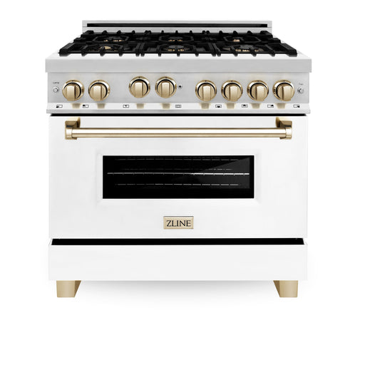 ZLINE 36" Autograph Edition, Gas Range, White Door, RGZ-WM-36-G - Farmhouse Kitchen and Bath