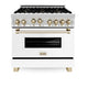 ZLINE 36" Autograph Edition, Gas Range, White Door, RGZ-WM-36-G
