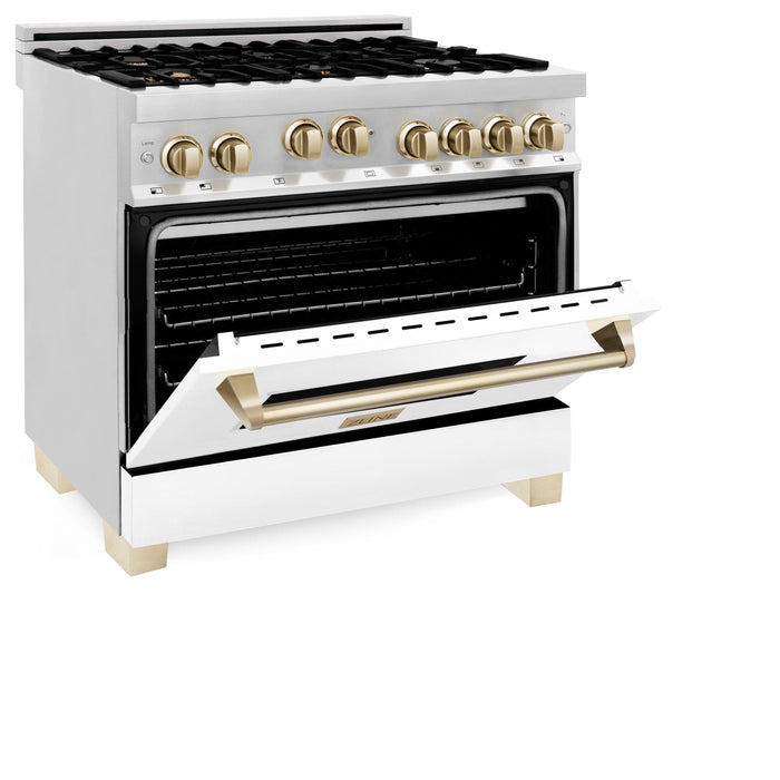 ZLINE 36" Autograph Edition, Gas Range, White Door, RGZ-WM-36-G - Farmhouse Kitchen and Bath