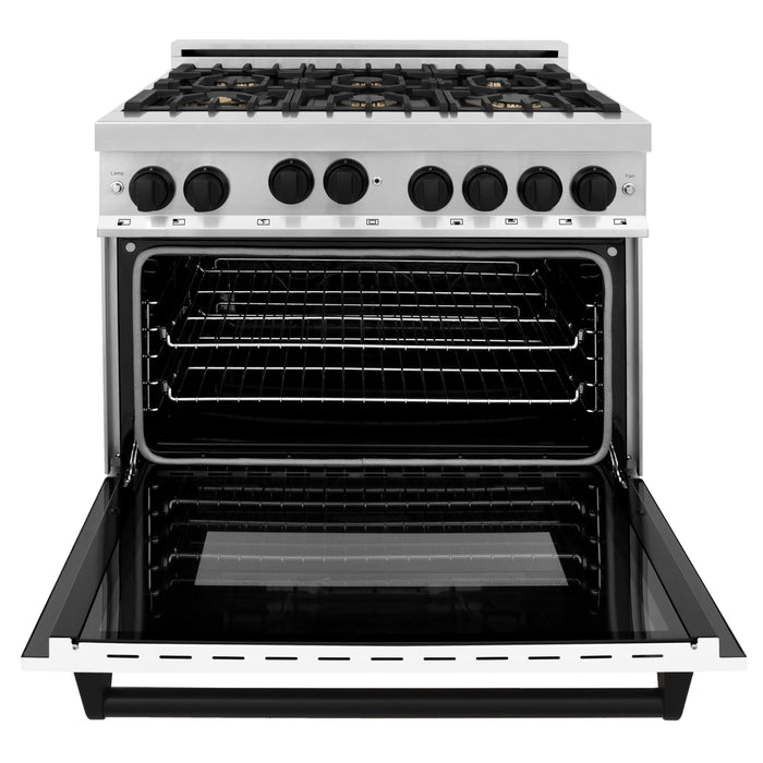 ZLINE 36" Autograph Edition, Range Gas Stove and Gas Oven, RGZ-WM-36-MB - Farmhouse Kitchen and Bath