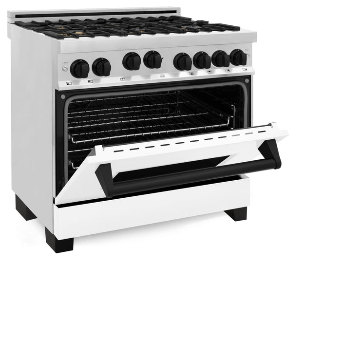 ZLINE 36" Autograph Edition, Range Gas Stove and Gas Oven, RGZ-WM-36-MB - Farmhouse Kitchen and Bath