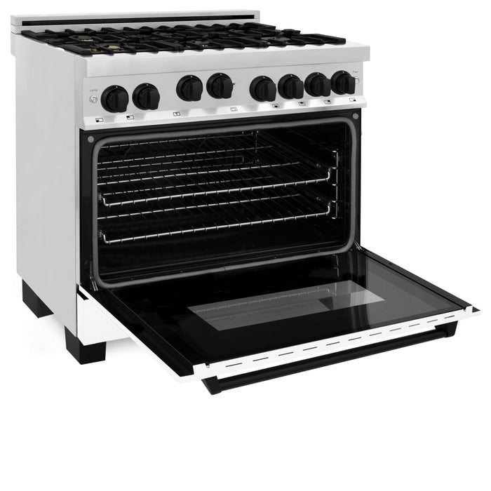 ZLINE 36" Autograph Edition, Range Gas Stove and Gas Oven, RGZ-WM-36-MB - Farmhouse Kitchen and Bath