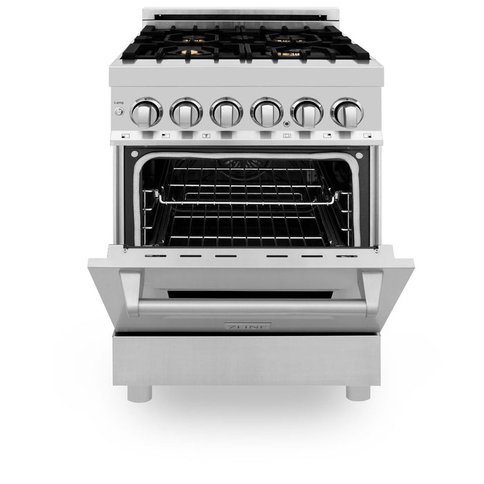 DISCONTINUED-ZLINE 24" Dual Fuel Range, Stainless Steel, Brass Burners, RA-BR-24 - Farmhouse Kitchen and Bath