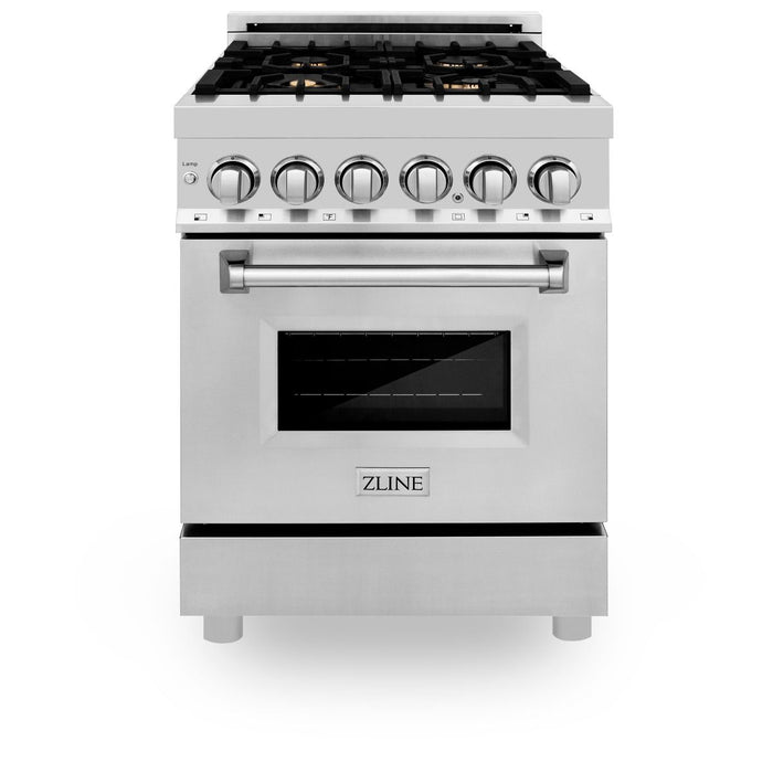 DISCONTINUED-ZLINE 24" Dual Fuel Range, Stainless Steel, Brass Burners, RA-BR-24 - Farmhouse Kitchen and Bath