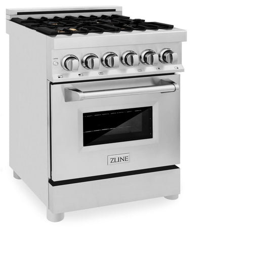 DISCONTINUED-ZLINE 24" Dual Fuel Range, Stainless Steel, Brass Burners, RA-BR-24 - Farmhouse Kitchen and Bath