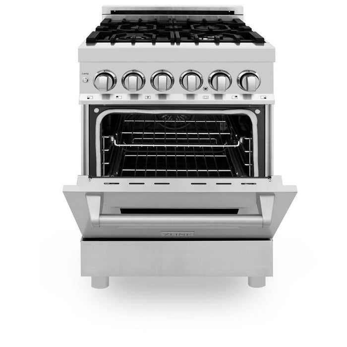 ZLINE 24" Professional Dual Fuel Range In Stainless Steel, RA24 - Farmhouse Kitchen and Bath