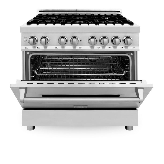 ZLINE 36" Stainless 4.6 cu.ft. 6 Gas Burner/Electric Oven Range, RA36 - Farmhouse Kitchen and Bath