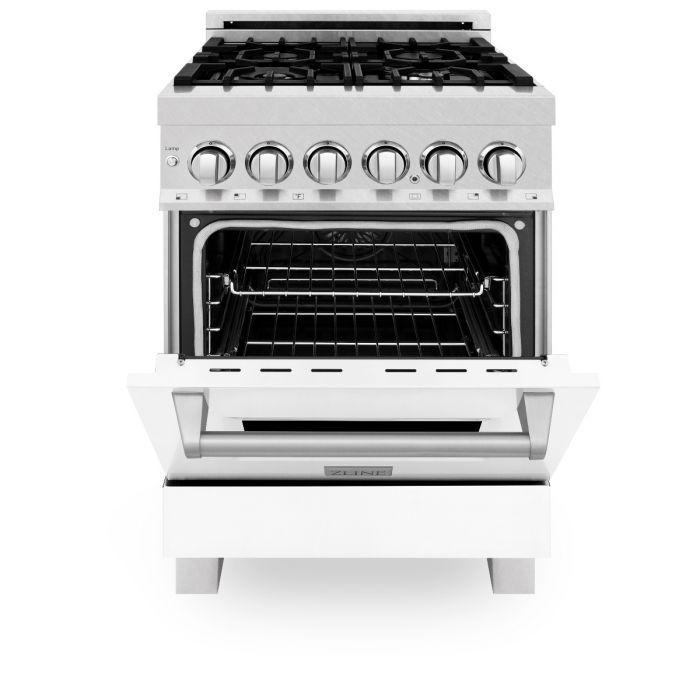 DISCONTINUED-ZLINE 24" Professional Dual Fuel Range, Matte White Door, RA-WM-24 - Farmhouse Kitchen and Bath