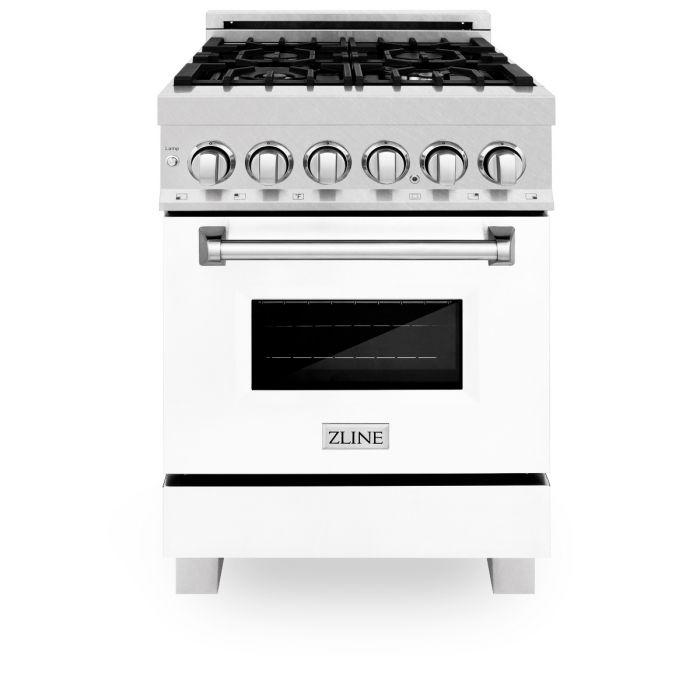 DISCONTINUED-ZLINE 24" Professional Dual Fuel Range, Matte White Door, RA-WM-24 - Farmhouse Kitchen and Bath