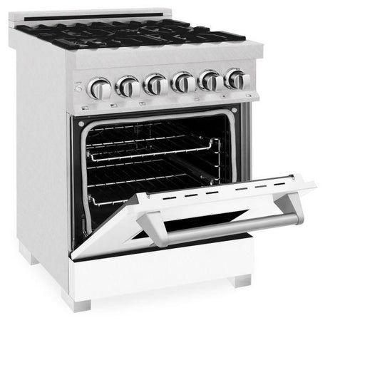 DISCONTINUED-ZLINE 24" Professional Dual Fuel Range, Matte White Door, RA-WM-24 - Farmhouse Kitchen and Bath