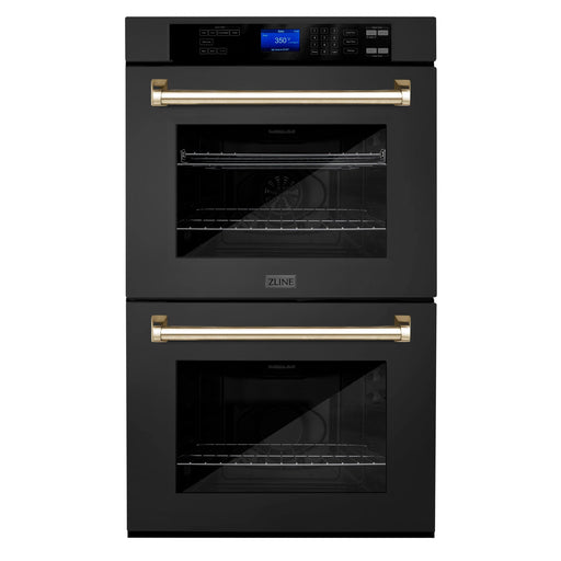 ZLINE 30" Autograph Edition Double Wall Oven with Self Clean and True Convection in Black Stainless Steel Gold Accent AWDZ-30-BS-G - Farmhouse Kitchen and Bath