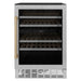 ZLINE 24" Autograph Edition Dual Zone 44-Bottle Wine Cooler in Stainless Steel with Wood Shelf and Champagne Bronze Accents RWV-UD-24-CB - Farmhouse Kitchen and Bath