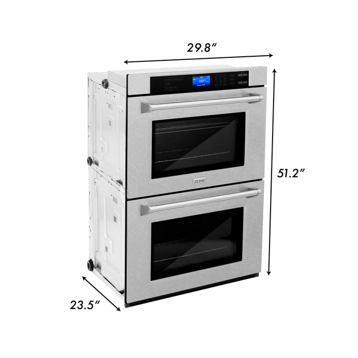 ZLINE 30" Double Wall Oven, DuraSnow Finish, Self Cleaning, AWDS-30 - Farmhouse Kitchen and Bath