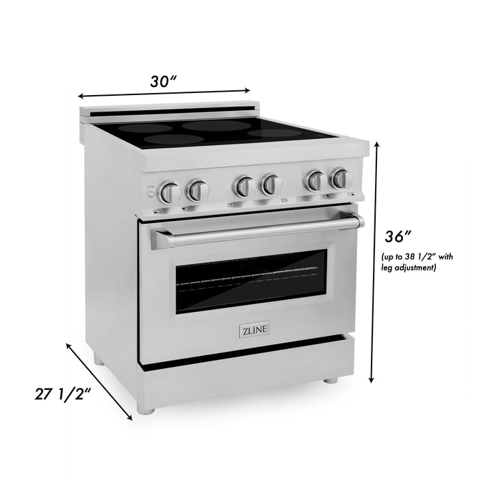 ZLINE 30" Induction Range with a 4 Element Stove and Electric Oven in Stainless Steel RAIND-30 - Farmhouse Kitchen and Bath