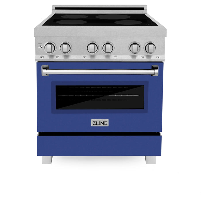 ZLINE 30" Induction Range in DuraSnow with a 4 Element Stove and Electric Oven RAINDS-BM-30 - Farmhouse Kitchen and Bath